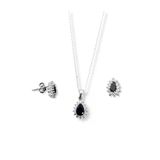 Minimal Oniks Taşlı Damla Gümüş Kadın Kolye Küpe Set