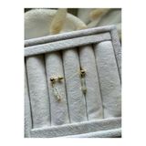 Minimal Opal Taşı Altın Kaplama Top Küpe