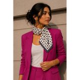Minimal Puantiye Desen Ekru-Siyah Soft Bandana Fular 50x50 cm
