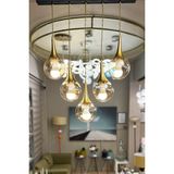 Minimal Rains Gold Chrome Linear 5'li Honey Yellow Globe Cam Avize - Bal Cam