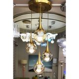 Minimal Rains Gold Chrome Quad 4'lü Honey Yellow Cam Avize - Bal