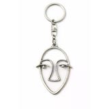Minimal Soyut Yüz Figürlü Gümüş Renk Unisex Anahtarlık