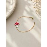 Minimal Tasarım Kırmızı Beyaz Mantar Charm Bileklik