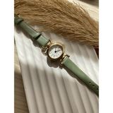Minimal Vintage Kadın Kol Saati Altın Kasa Deri Kordon Suya Dayanıklı Quartz 22 mm - Yeşil