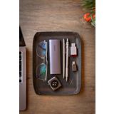 minimal X design Deri Tepsi (büyük) Masaüstü Organizer Kestane Crazy - Gerçek Deri & El Yapımı - Minimalist Tasarım