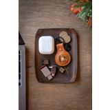 minimal X design Deri Tepsi (küçük) Masaüstü Organizer Taba Crazy - Gerçek Deri & El Yapımı - Minimalist Tasarım