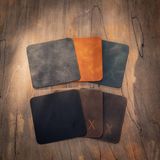 minimal X design Gerçek Deri Bardak Altlığı 6'lı Set, Isıya Dayanıklı Hakiki Deri, Şık ve Minimalist Tasarım Dekoratif Bardak Altlığı (Karışık)