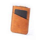 Minimal X Design Gerçek Deri Kartlık, Kağıt Para Bölmeli, Kolay Kullanım, Minimalist Tasarım, Hakiki Deri, Çekmeli, Erkek Cüzdan, Uniseks, Kredi Kartı Cüzdan (Camel)