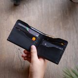 minimal X design Hakiki Deri Cüzdan, Klasik Cüzdan, Kağıt Para Cüzdanı, Erkek Cüzdanı, Gerçek Deri ve El Yapımı (Siyah)