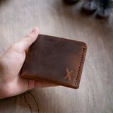 minimal X design Hakiki Deri Cüzdan, Klasik Cüzdan, Kağıt Para Cüzdanı, Erkek Cüzdanı, Gerçek Deri ve El Yapımı (Taba - Açık Kahverengi)