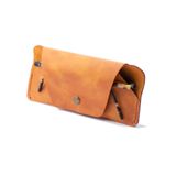 minimal X design Hakiki Deri Gözlük Kılıfı, Gerçek Deri Gözlük Kabı, Şık Gözlük Kılıfı, Doğal Deri, Çizilme önleyici (Camel)