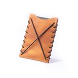 Minimal X Design Hakiki Deri Kartlık, Çok Kart Alabilen, Bol Kapasiteli, Esnek, Minimalist Cüzdan, Kaliteli Hediye, Eşsiz Tasarım, İnce (Camel)