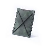 Minimal X Design Hakiki Deri Kartlık, Çok Kart Alabilen, Bol Kapasiteli, Esnek, Minimalist Cüzdan, Kaliteli Hediye, Eşsiz Tasarım, İnce (Okyanus Yeşili)