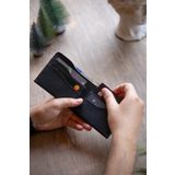 minimal X design Klasik Cüzdan - Siyah Crazy - Gerçek Deri & El Yapımı - Minimalist Tasarım