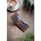minimal X design Klasik Cüzdan - Taba Crazy - Gerçek Deri & El Yapımı - Minimalist Tasarım