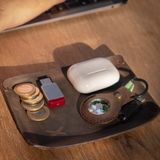 minimal X design Masaüstü Organizer Deri Tepsi, Masaüstü Düzenleyici Tepsi, Anahtar ve Para Tepsisi, Masaüstü Telefon Pedi (Kestane - Koyu Kahverengi)