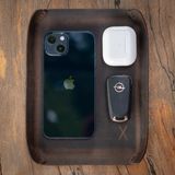minimal X design Masaüstü Organizer, Toplayıcı, Hakiki Deri Vale Tepsisi, Telefon pedi, Deri Sümen, Deri Pad, Deri Kase, Zarf ve Mektup Tepsisi, vallet tray, catch it all tray, leather (Kestane - Koyu Kahverengi)