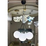 Minimal Zeppelin Cloud Silver Chrome 7'li Beyaz Cam Avize - Krom