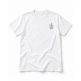 Minimal Zeytin Dalı Baskılı Beyaz Unisex Pamuk Tişört | Quiet Olive