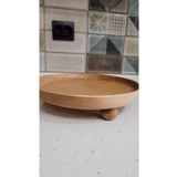 Minimalhomedesign Ahşap Ceviz Top Ayaklı Sunumluk Tepsi 30cm/ceviz Kase, Çerezlik/top Ayaklı Ağaç Kahve Sunumu