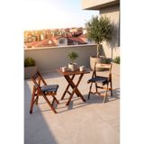 Minimalisso Minderli Katlanır Bistro Set Masif Balkon Bahçe Teras Masa Sandalye Takımı 3'lü 60x60cm Masa