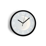 Minimalist Ay Figürlü Modern Duvar Saati - 25cm - Önü Camlı Siyah Kasa - Sessiz Mekanizma, JH0637S25SKP