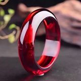 Minimalist Bangle Vintage Tarz Yakut Kırmızısı Şeffaf Renk Şık Reçine Kadın Bileklik | Parlak Ve Şık