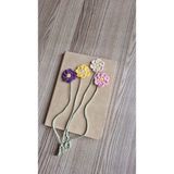 Minimalist Çiçek El Emeği Örgü Kitap Ayracı Kadercakil - Turuncu