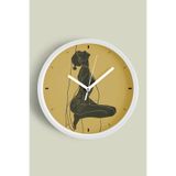 Minimalist Çizgi Sanatı Kadın Figürü Modern Duvar Saati - 25cm - Önü Camlı Beyaz Kasa, JH0685S25BKP