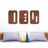 Minimalist Geometrik 3'lü Ceviz Doğal Ahşap Kaplama Duvar Dekoru, Wabi Sabi Duvar Tablosu, Mid Century Modern Soyut Ahşap Duvar Panelleri, 60 cm (Yükseklik)