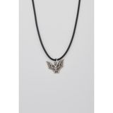Minimalist Gotik Yarasa Kolye - Pu Deri İp Zincirli Unisex Gümüş Kaplama - 60 Cm