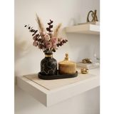 Minimalist Vazo ve Gold Kapaklı Kase Dekoratif Set, Tepsi ile | Kintsugi Desenli Vazo, Nervürlü Seramik, 16 cm Tepsi, Ev ve Ofis Dekoru, 3 Parça Set