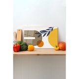 Minimalist Yaprak Cam Kesme Tahtası, Silikon Ayaklı Sunum Kesim Doğrama Tablası, Temperli ve Rodajlı - 23 x 35 cm
