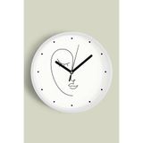 Minimalist Yüz Çizimi Desenli Modern Duvar Saati - 30cm - Önü Camlı Beyaz Kasa - Sessiz Mekanizma, JH0640S30BKP