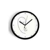 Minimalist Yüz Çizimi Desenli Modern Duvar Saati - 35cm - Önü Camlı Siyah Kasa - Sessiz Mekanizma, JH0640S35SKP