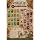 Minimaliz Studio Vintage Pul Sticker Seti | Retro Posta Pulu Tasarımları | Scrapbook, Journal, Kolaj ve Defter Süsleme Stickerları