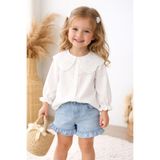 Miniminnakkidswear Kız çocuk güpür yaka detaylı beyaz gömlek 2-8 yaş