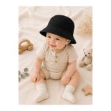 Minimissbaby Siyah Gabardin Kumaş Erkek Bebek Çocuk Bucket Şapka