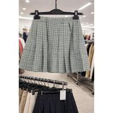 Minimom Çocuk Ekose Pileli Mini Etek - Yeşil - Gri - 2
