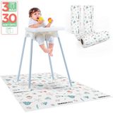 Minimono Mama Sandalyesi Altı ve Aktivite Örtüsü -Kullan At Ek Gıda Örtüsü - 100x120 cm - 3'lü Paket 30 Adet - Mavi