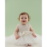 Minimony 0-24 Ay Kız Bebek Çocuk Finyonk Detaylı Tüllü Bandana Set Abiye Elbise 1038 - Bej - 12 - 18 Ay