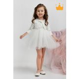 Minimony 6-24 Ay Mine Desen Ceketli Kiz Bebek Cocuk Bayramlik Abiye Gelinlik Elbise Takim 1013