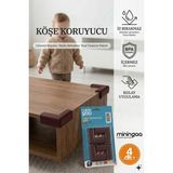 Mininga 4 Adet Köşe Koruyucu Yastık Saf Kauçuk Masa Sehpa Kenar Köşe Koruyucu Çocuk Bebek Emniyet Koruma - Kahverengi