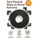 Miningaa 10 Metre + 10 Adet Köşe Koruyuculu Esnek ve Yumuşak Kauçuk Kenar Koruyucu Köşe Koruyucu Çocuk Bebek Güvenlik Seti - Siyah