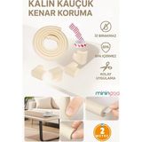 Miningaa 2 Metre + 4 Adet Köşe Koruyuculu Esnek ve Yumuşak Kauçuk Krem Renk Kenar Koruyucu