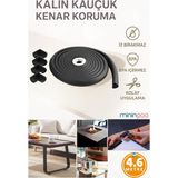 Miningaa 4.6 Metre 4 Adet Köşe Koruyucu Köşe Ve Kenar Koruma 3m Bant Esnek Yumuşak Darbe Engelleyici Siyah