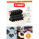 Miningaa 4 Adet Köşe Koruyucu Yastık Saf Kauçuk Masa Sehpa Kenar Köşe Koruyucu Çocuk Bebek Emniyet Koruma