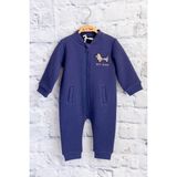 Mininio Erkek Bebek Köpek Nakışlı Tulum - Indigo - 9 - 12 Ay - İndigo
