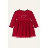 Mininio Kız Bebek Nakışlı Elbise - Bordo - 18 - 24 Ay