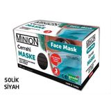 Minion Meltblown 50'li 3 Katlı Siyah Telli Cerrahi Maske